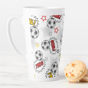 Tasse Latte Motif de but de football de bande dessinée – Sport