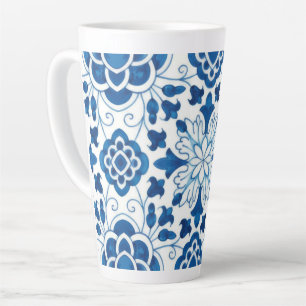 Tasse Latte Motif de carreaux bleu azulejos Vintage