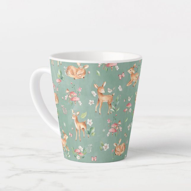 Tasse Latte Motif de cerfs à l'aquarelle (Angle gauche)