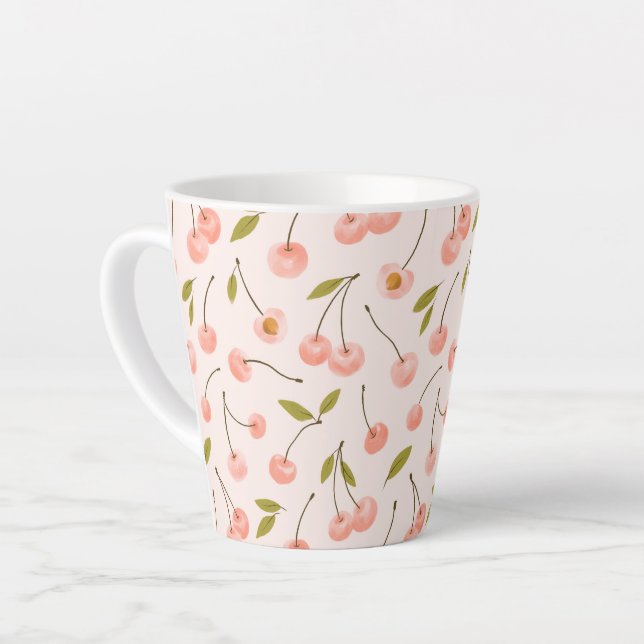 Tasse Latte Motif de cerise aquarelle (Angle gauche)