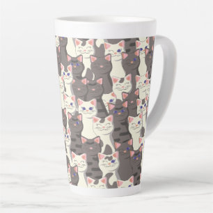 Tasse Latte Motif de chats blancs et gris