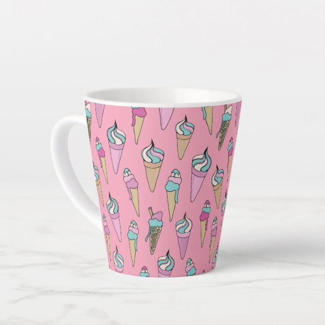 Tasse Latte Motif de cône de crème glacée (Angle gauche)