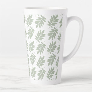 Tasse Latte Motif de feuille aînée vert+blanc