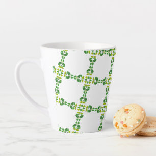 Tasse Latte Motif de feuille, motif de feuilles, feuilles vert