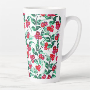 Tasse Latte Motif de fleurs de couleur rouge floral-56698