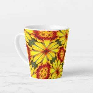 Tasse Latte Motif de fleurs d'or