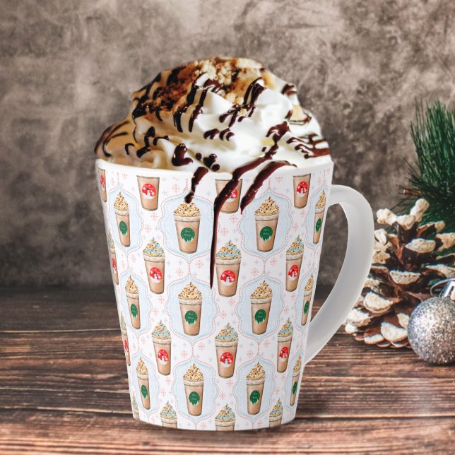 Tasse Latte Motif de flocon de neige Latte de Noël (Créateur téléchargé)