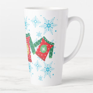 Tasse Latte Motif de flocons de neige de pull moche