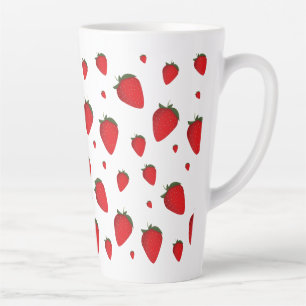 Tasse Latte Motif de fruits blancs rouges à fraise