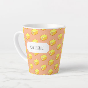 Tasse Latte Motif de gâteau Battenberg en pixel art rose et ja