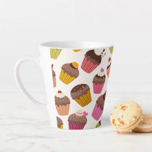 Tasse Latte Motif de gâteau, Motif de muffin, Chocolat, Coeurs