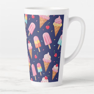 Tasse Latte Motif de glace, de sucettes glacées et de cerises