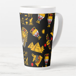 Tasse Latte Motif de hiéroglyphes égyptiens anciens en arrière