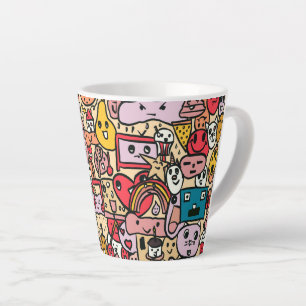 Tasse Latte Motif de lancer dessiné à la main de personnage de
