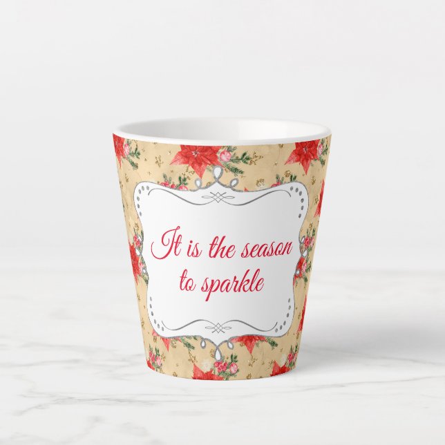 Tasse Latte Motif de Noël floral personnalisé (Devant)
