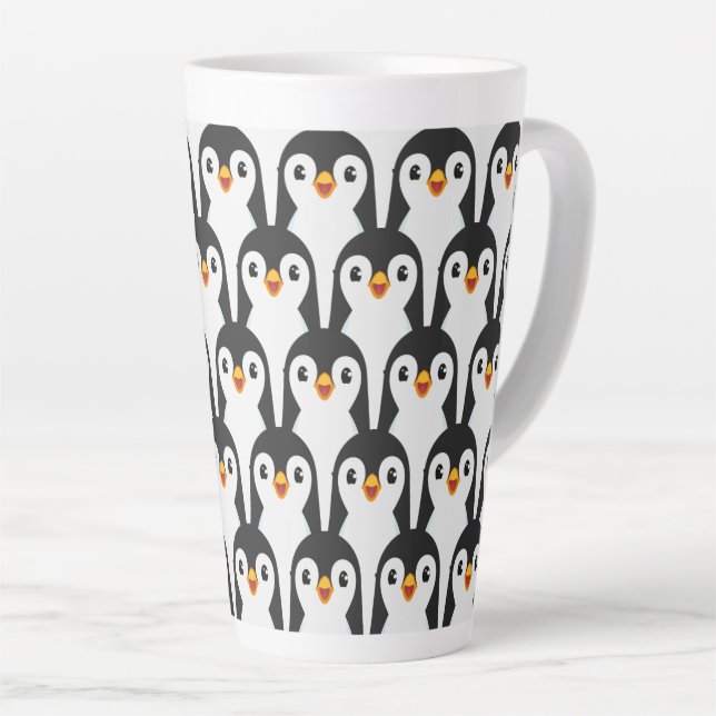 Tasse Latte Motif de pingouin noir et blanc moderne (Angle droit)