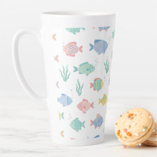 Tasse Latte Motif de poisson tropical Tulimet coloré