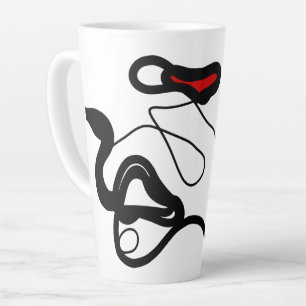 Tasse Latte Motif de rétention : Abstrait noir, blanc, gris et