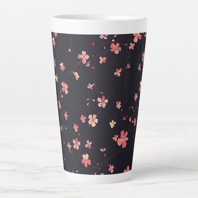 Tasse Latte Motif de rêve floral foncé (Devant)