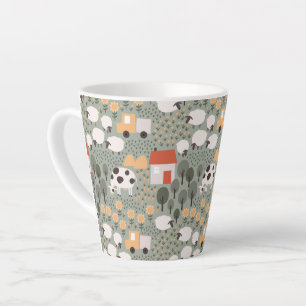 Tasse Latte Motif de scène de ferme mignonne