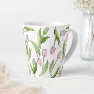 Tasse Latte Motif de tulipe rose moderne