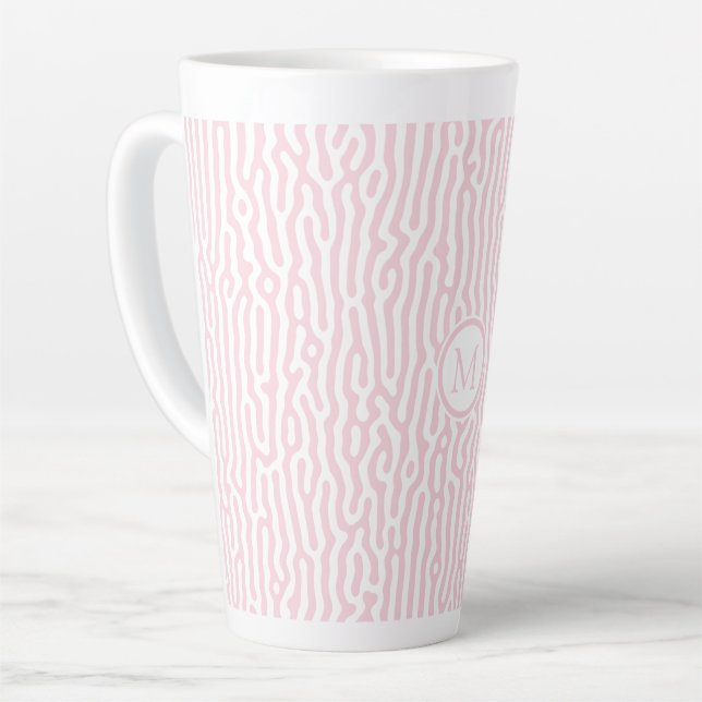Tasse Latte Motif de Turing rose et blanc (Angle gauche)