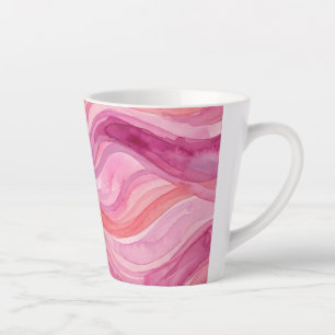 Tasse Latte Motif de vagues à l'aquarelle rose