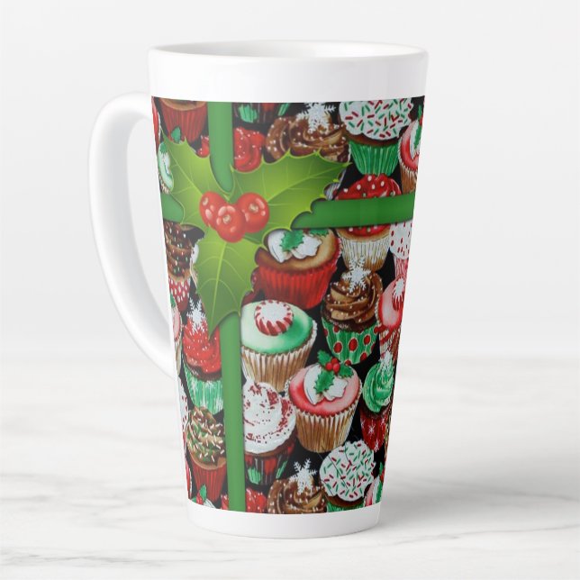Tasse Latte Motif des cupcakes de Noël (Angle gauche)