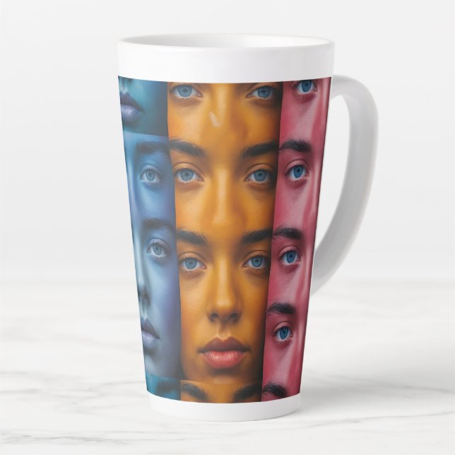 Tasse Latte Motif des faces colorées (Angle droit)
