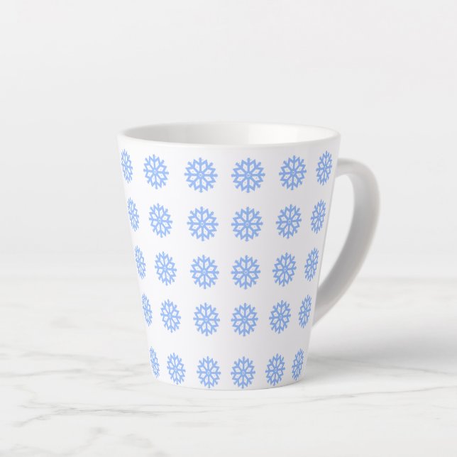 Tasse Latte Motif d'hiver bleu clair Snowflake (Angle droit)