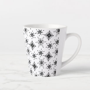 Tasse Latte Motif d'hiver de bulle géométrique Black Snowflake