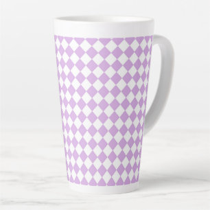 Tasse Latte Motif diamant de Checker blanc violet