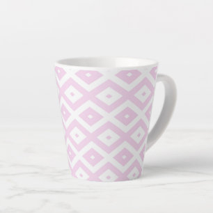 Tasse Latte Motif diamant rose pâle et blanc