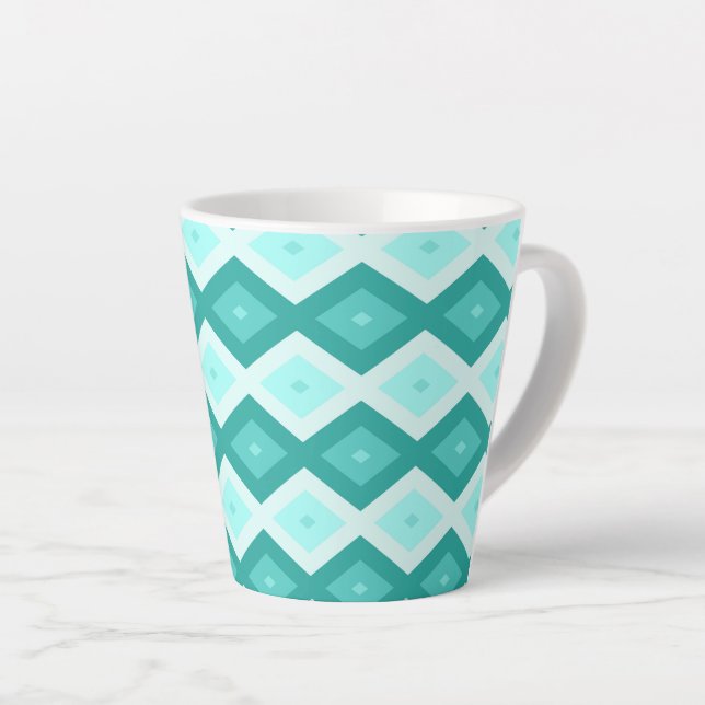 Tasse Latte Motif diamant turquoise (Angle droit)