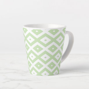 Tasse Latte Motif diamant vert pâle et blanc