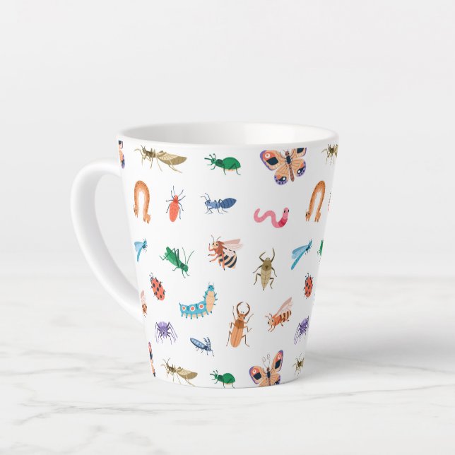 Tasse Latte Motif d'insectes coloré mignon (Angle gauche)