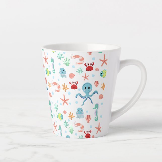 Tasse Latte Motif du monde marin (Droite)