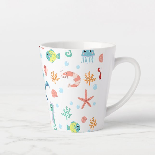 Tasse Latte Motif du monde marin (Droite)