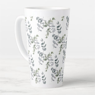 Tasse Latte Motif élégant de feuilles d'eucalyptus vert sauge