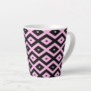Tasse Latte Motif en diamant rose pâle et noir