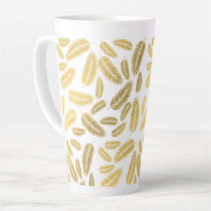 Tasse Latte Motif Feuille Faux Gold Palm