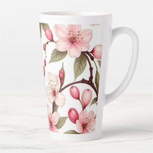 Tasse Latte Motif Fleurs cerises