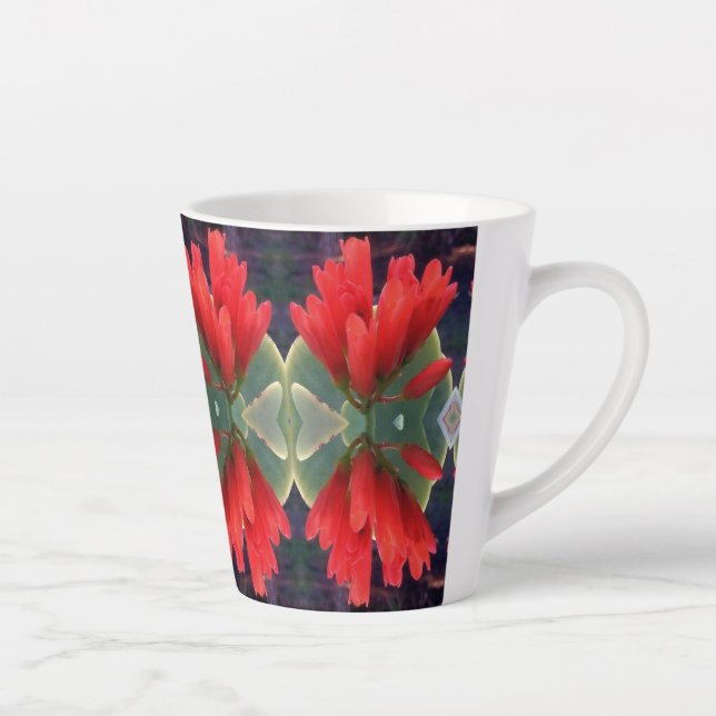 Tasse Latte Motif Fleurs rouges (Droite)