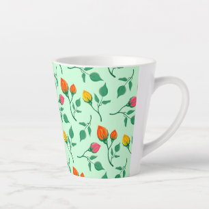 Tasse Latte Motif floral avec fleurs roses colorées
