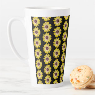 Tasse Latte Motif floral de Marguerite africaine jaune sur fon