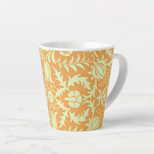 Tasse Latte Motif floral, design or et jaune pastel,