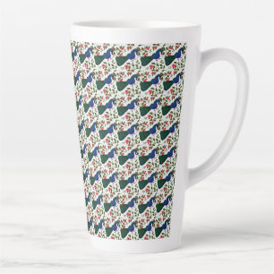 Tasse Latte Motif floral d'oiseau mignon Oiseau bleu coloré