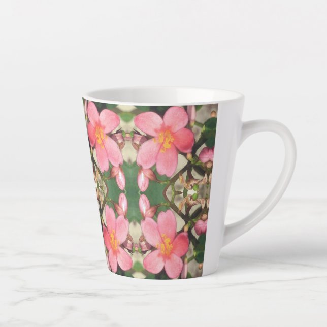 Tasse Latte Motif floral rose (Droite)