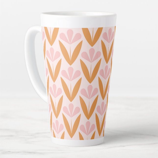 Tasse Latte motif floral scandinave, style rétro, moyen centen (Angle gauche)