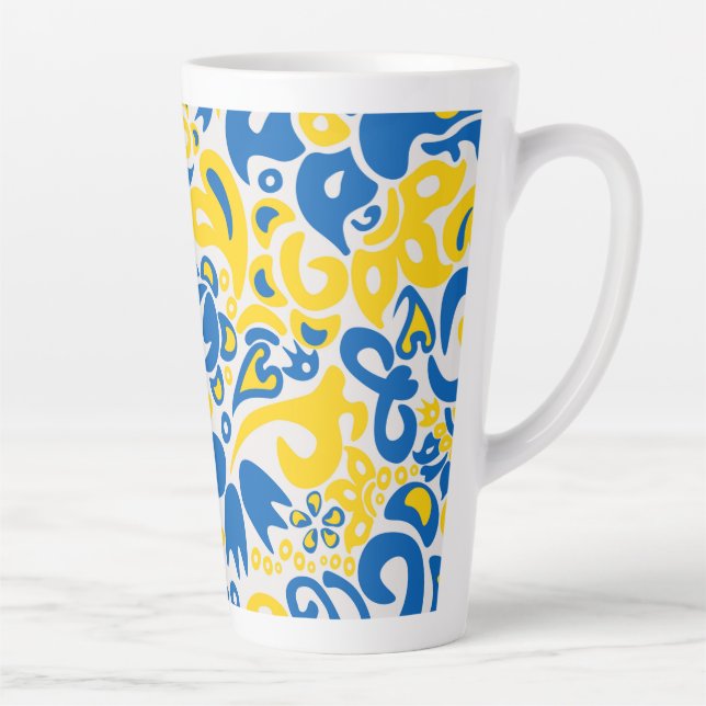Tasse Latte Motif folklorique aux couleurs du drapeau ukrainie (Droite)